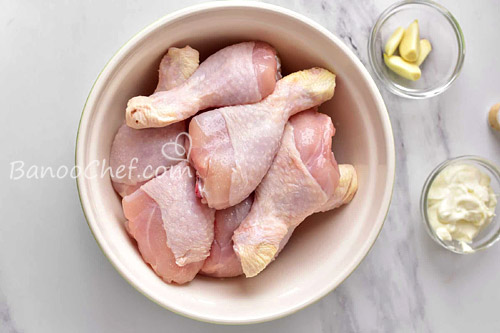 ساق مرغ با سس مایونز در هواپز