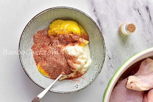 ساق مرغ با سس مایونز در هواپز