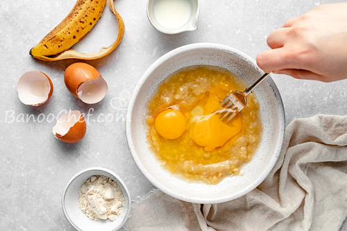 طرز تهیه مینی پنکیک موز و نارگیل پنکیک کودک ( موز و نارگیل )