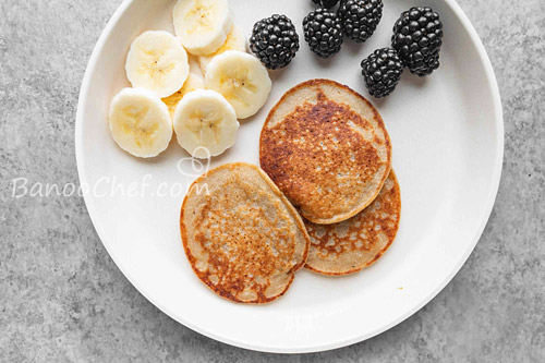 طرز تهیه مینی پنکیک موز و جو دوسر برای کودکان پنکیک کودک ( موز و جو دوسر )