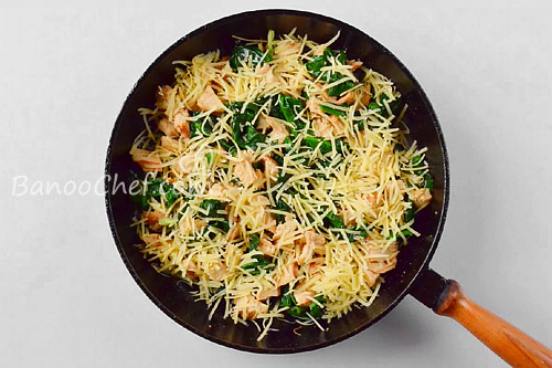 طرز تهیه پیراشکی مرغ با خمیر پفکی پیراشکی مرغ و اسفناج با خمیر هزارلا