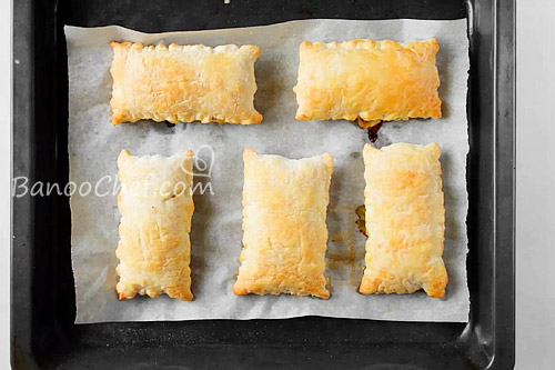 طرز تهیه پیراشکی مرغ با خمیر پفکی پیراشکی مرغ و اسفناج با خمیر هزارلا