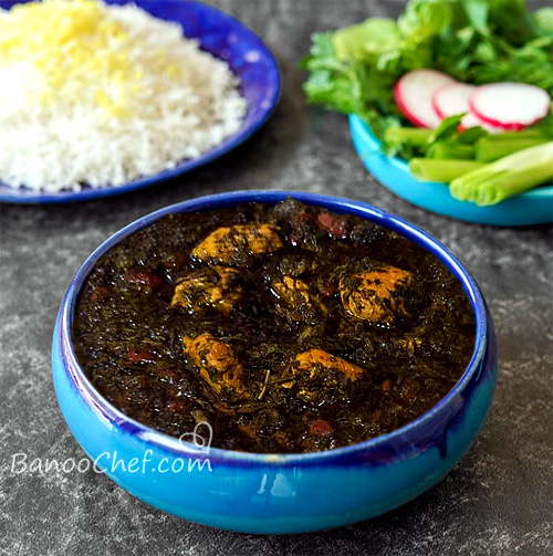 خورش قورمه سبزی با مرغ