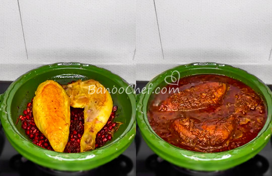 طرز تهیه خورش مرغ با آلو و انار