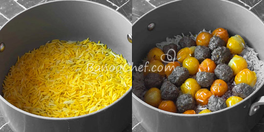 ته چین با کوفته بوقلمون