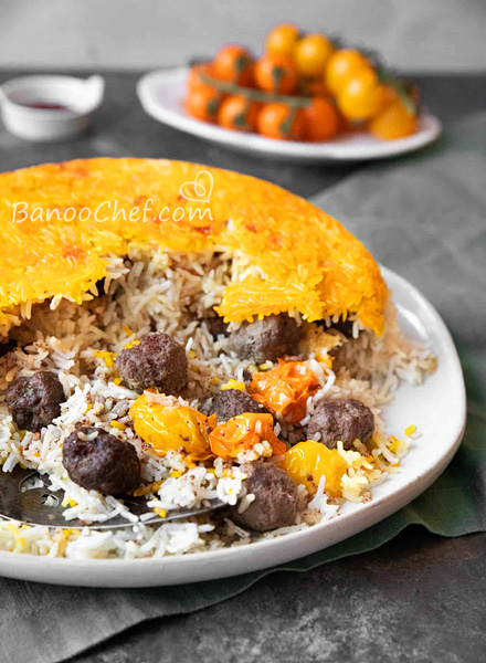 ته چین با کوفته بوقلمون