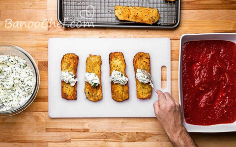 رولت بادمجان و گوجه فرنگی طرز تهیه رولاتینی بادمجان سوخاری