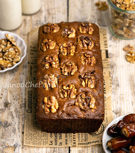کیک قهوه با خرما و گردو