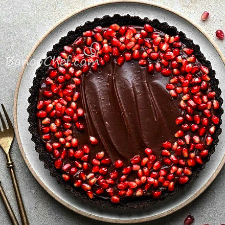 تارت انار شکلاتی بدون پخت طرز تهیه تارت شکلاتی بدون فر
